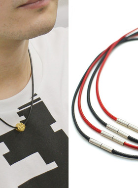 男款项链高级感配饰绳项链挂绳男黑色防水防汗仿皮绳沙金项链男潮