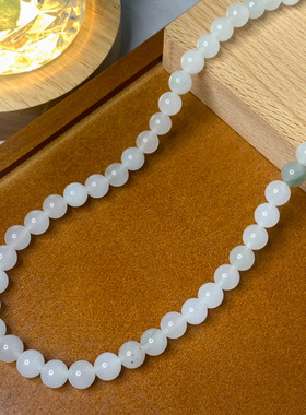 天然天山翠圆珠项链新疆白玉珠串玉石高档礼物送妈妈项链