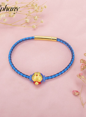 蓝胖子可爱蓝色皮绳转运手链 哆啦A梦叮当猫转运珠儿童情侣手绳女