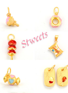 水果零食吊坠沙金小滴溜项链坠棒棒糖甜甜圈糖果有酒有肉冰糖葫芦