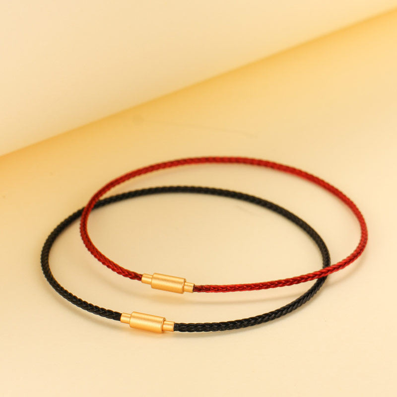 极细钢丝绳手链1.5mm 红绳手环本命年黄金配绳黑绳情侣手绳可穿珠