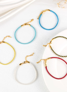 彩金丝手绳编织转运珠手绳女红色手绳配件黄金珠桃花手绳情侣