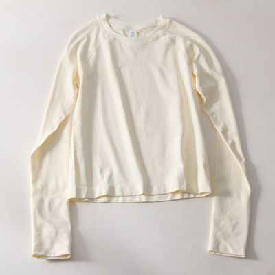 短款显高修身长袖T恤女紧身过脐设计弹力不卷边打底显瘦瑜伽服