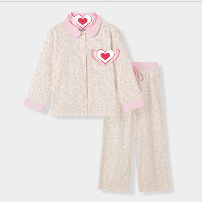 秋冬纯棉磨毛女士奶油咖色helo kt猫咪睡衣套装时尚印花家居服