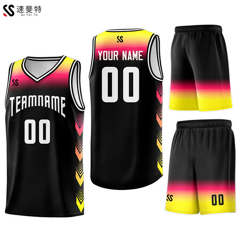 美式球衣篮球男套装定制时尚渐变训练服比赛队服街球篮球服订做