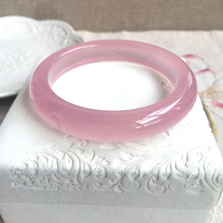 现货天然马达加斯加粉水晶手镯细圆条芙蓉石马粉平安镯一对一实拍