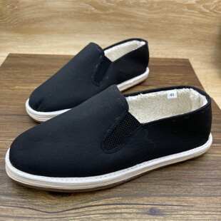 秋冬老北京布鞋 男女加绒一脚蹬不闷脚舒适加厚手工千层底二棉布鞋