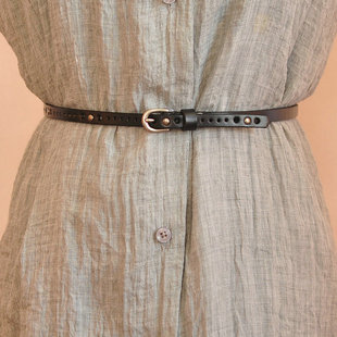 百搭细皮带女真皮女士腰带装 饰连衣裙配裙子毛衣纯牛皮黑色免打孔