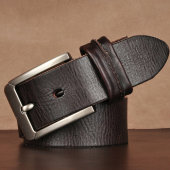 纯牛皮男士 带针扣光身宽 皮带头层牛皮真皮腰带简约百搭休闲通用裤