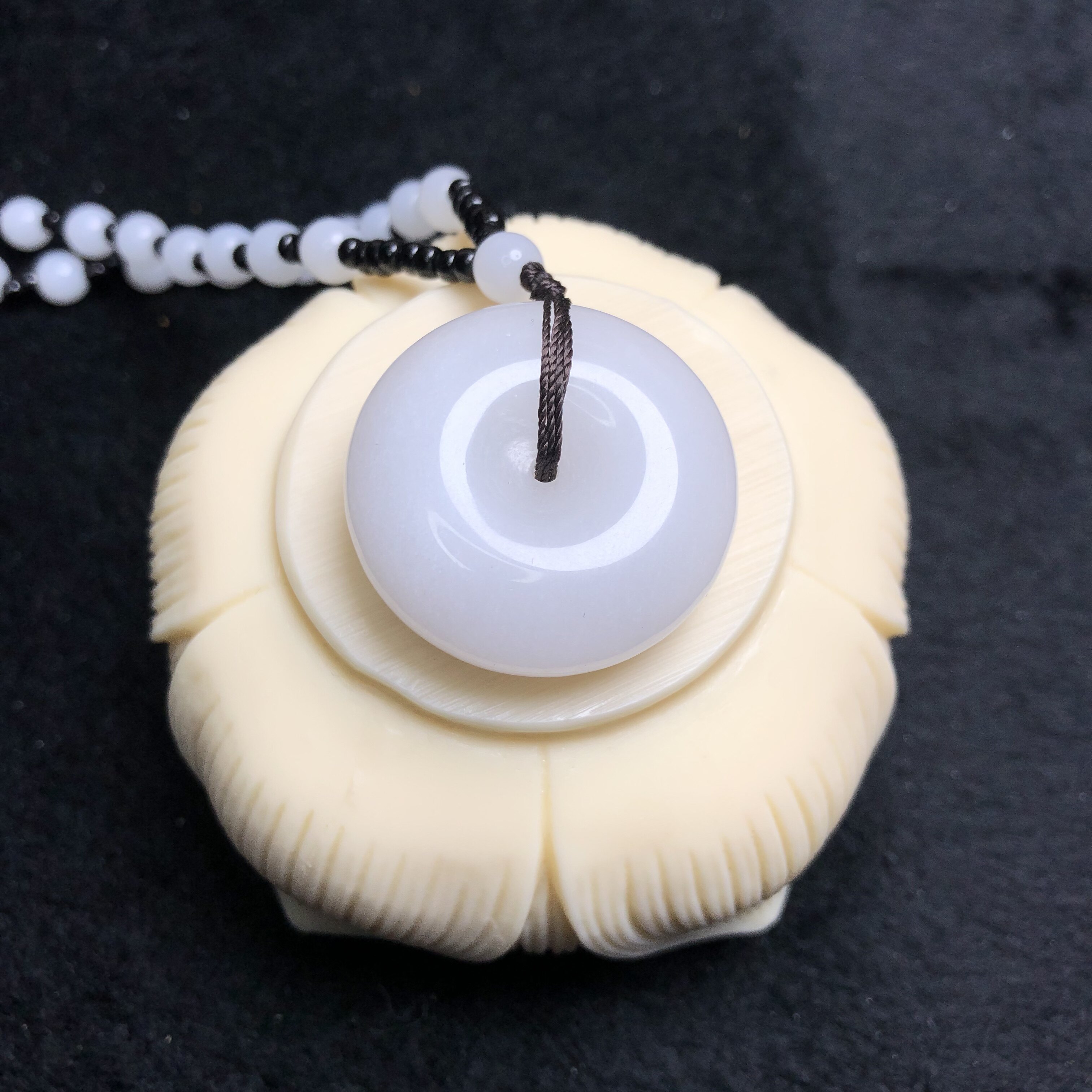 玉陶斋新疆羊脂白级戈壁金丝玉白玉平安扣玉牌情侣吊坠挂件项