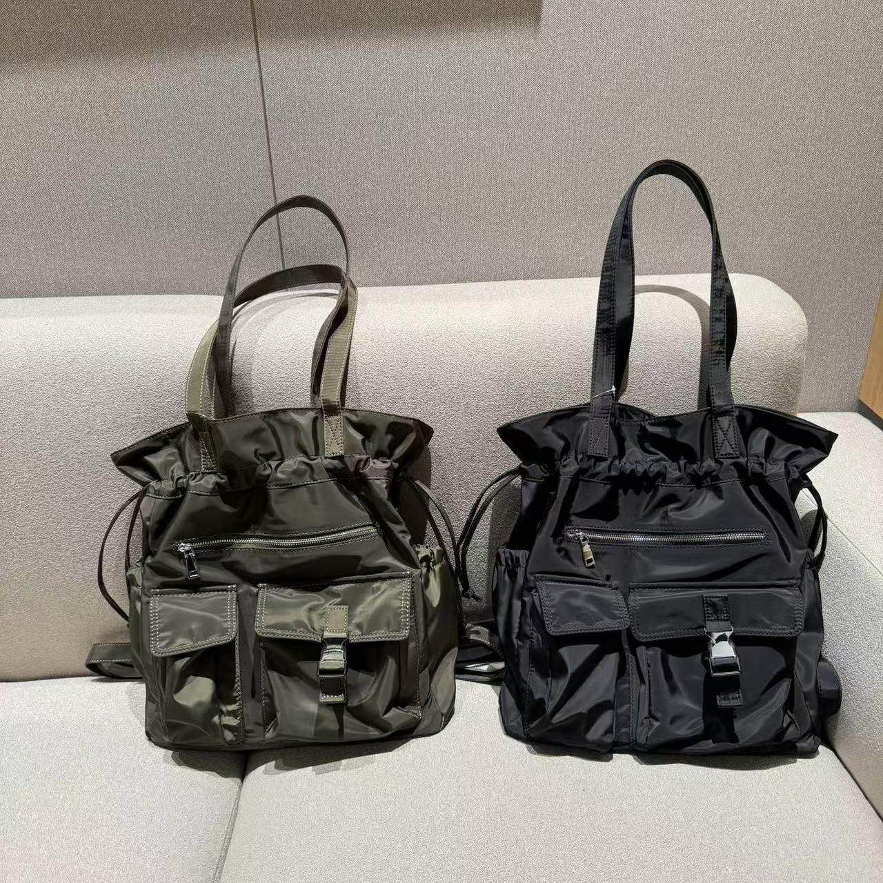 2025新款抽绳简约尼龙双肩包日常手提多口袋休闲机车单肩托特包,箱包皮具/热销女包/男包,通用款女包,淘宝优惠券,粉丝福利购,淘宝优惠卷