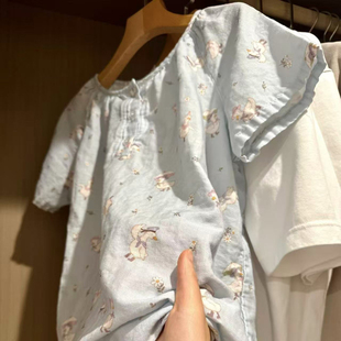 圆领睡衣睡衣宽松家居服两件套 短裤 少女甜美Kitty猫棉纱夏季 短袖