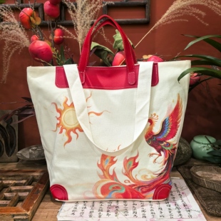 【畲族文创】凤凰于飞磁扣帆布包 民族风笔记本商务包 公文包