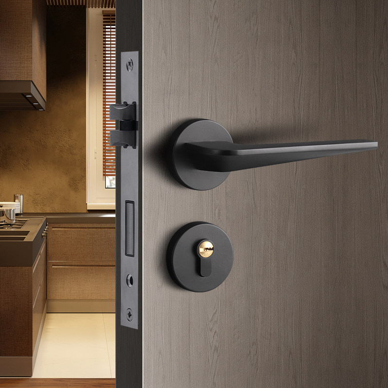 金色门锁亚光拉丝室内磁吸北欧风