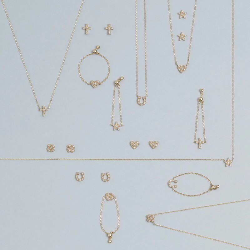 精工迷你曲奇马蹄铁爱心四叶草十项链