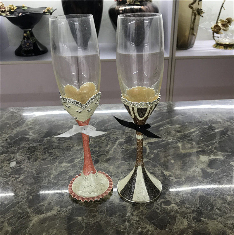 婚礼珐琅彩香槟杯
