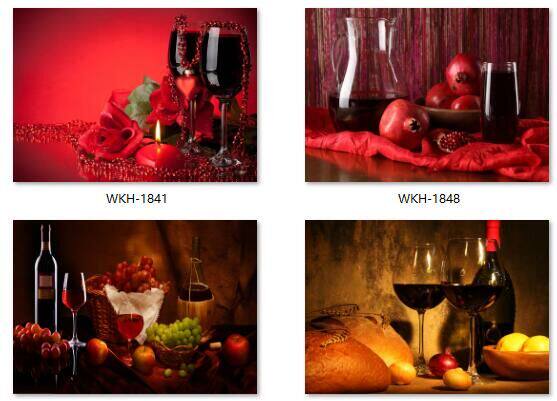 装饰画 酒瓶酒杯静物油画西餐厅酒吧挂画酒楼画芯喷绘