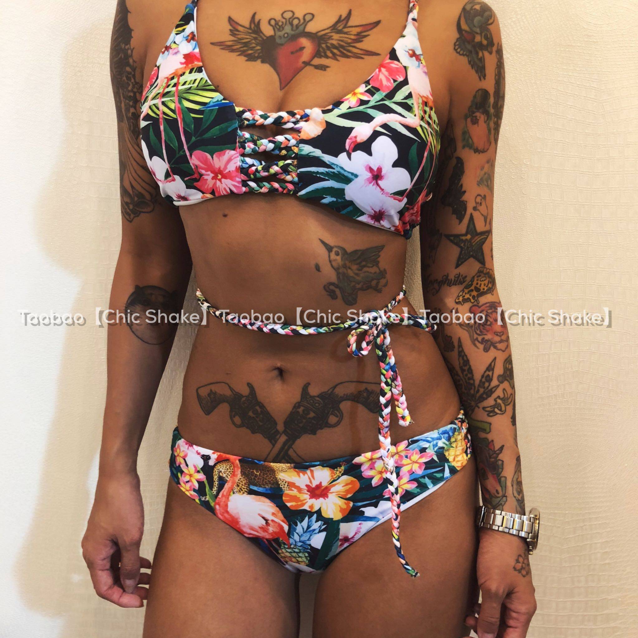Chic Shake Tropical jungle Flamingo Vacation wind Bandage bikiniin the Women's clothing/Boutique , Set/Student uniforms/Work uniforms , Other suits  category - from Buy2taobao.com to provide professional Taobao agent buy service