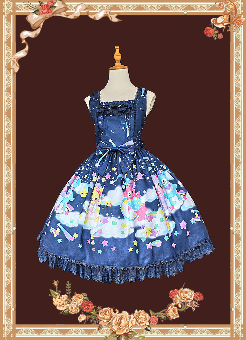 thumbnail for Infanta Lolita *Sleeping Bear* Printed Chiffon Dress Lolita Dress