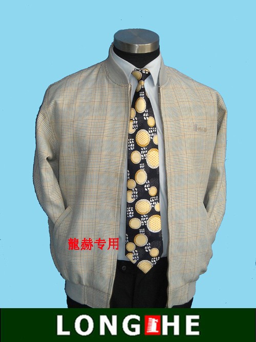 中老年商务休闲浅白色加大码外套