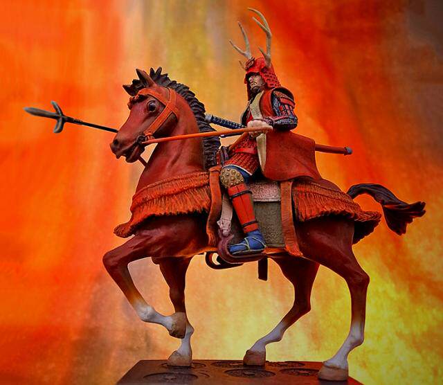 真田幸村骑马手办 石垣雕像 战国武士武将 大阪冬夏之战 桌面摆件