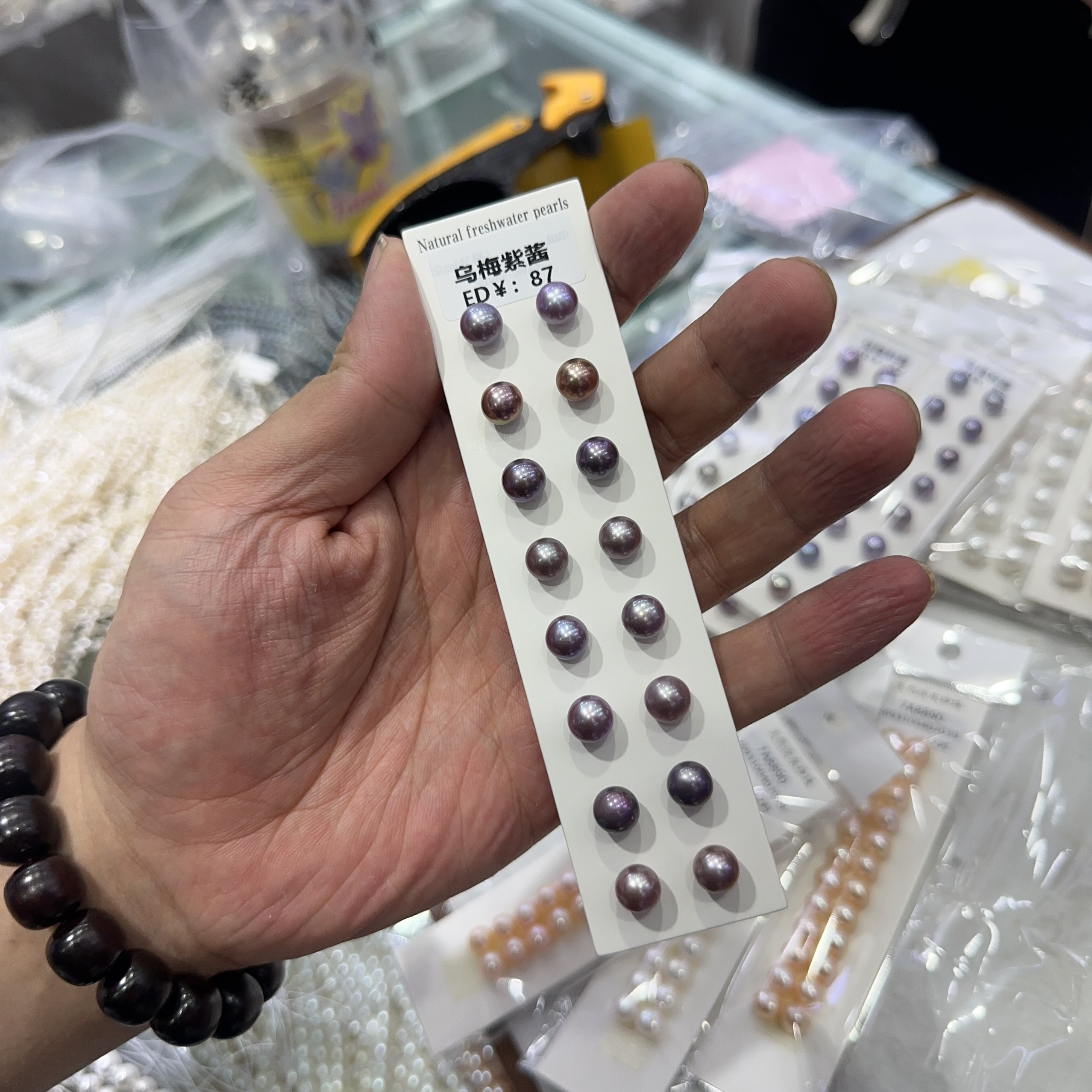 （8-9乌梅紫酱色）天然珍珠耳饰C4214（15元优先发货）