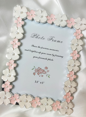 出口日本2寸3寸5寸两联金属相框爱心摆台精致礼物