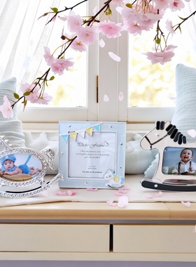 ins出口日本3寸正方形金属水钻彩色木马相框儿童照相框精致小摆台