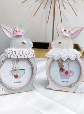 出口日本3寸兔子金属相框礼盒套装创意新款轻奢装饰礼物清仓