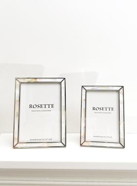 出口时尚珍珠贝母金属相框6寸7寸8寸10寸摆台装饰画框创意高端