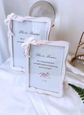 出口日本6寸7寸镶钻蝴蝶结金属相框摆台日式轻奢礼物家居装饰创意