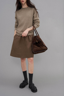 自然随性水洗全棉基础百搭松紧腰工装 buy Friday 半身裙