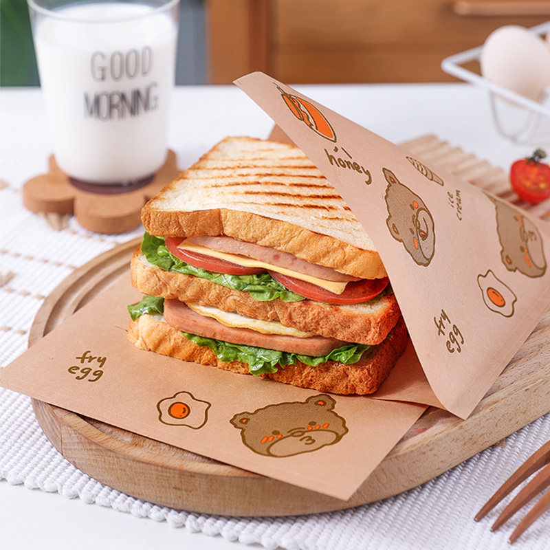 三明治包装纸三文治汉堡包饭团吐司食品级可切油纸包装纸盒打包袋