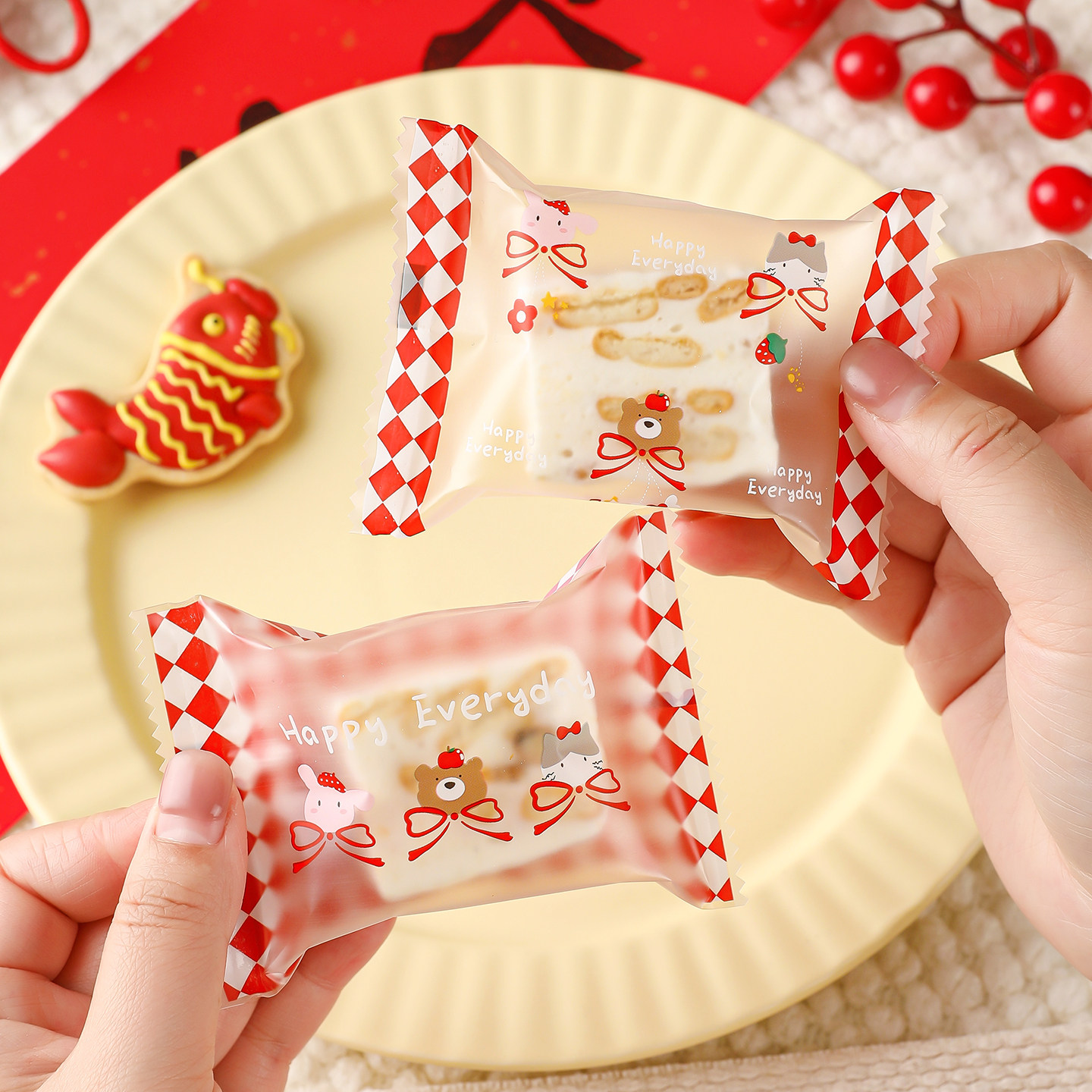 新年款饼干包装袋机封袋烘焙零食2026马年雪花酥牛轧糖果曲奇奶枣