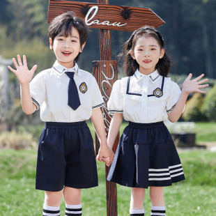 套装 幼儿园小学生学院风夏季 儿童班服英伦风毕业班服
