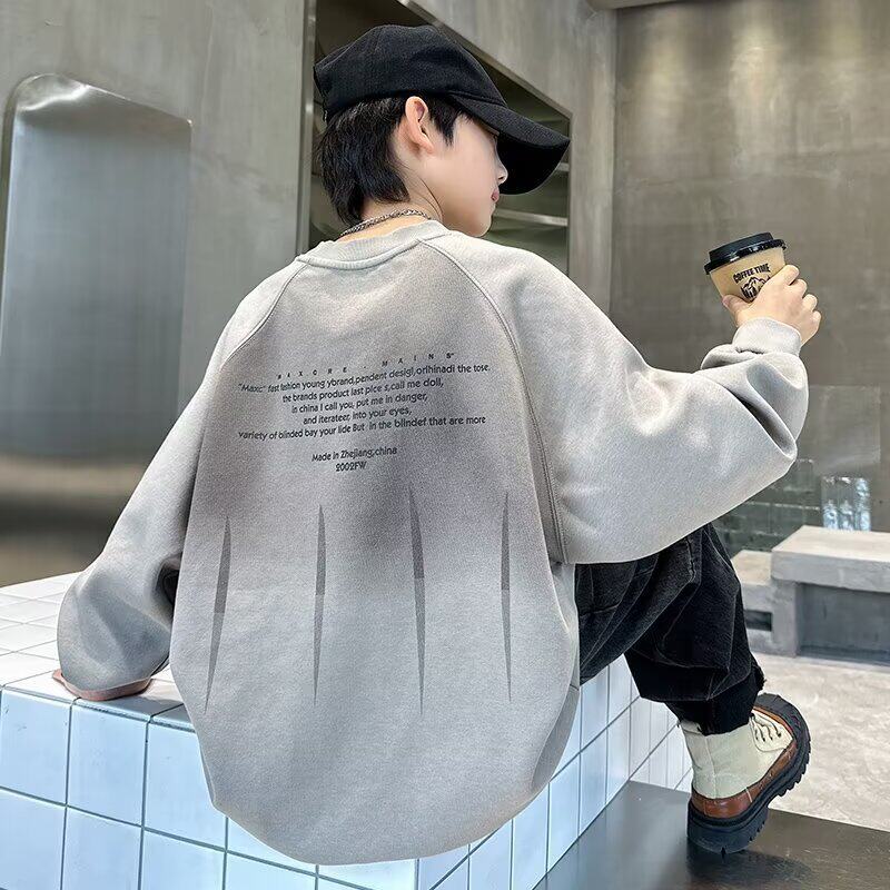 男童秋冬装卫衣一体绒加厚打底衫