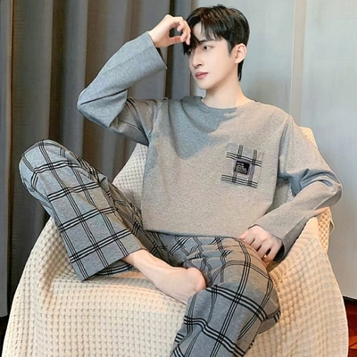 100%纯棉男士睡衣套装