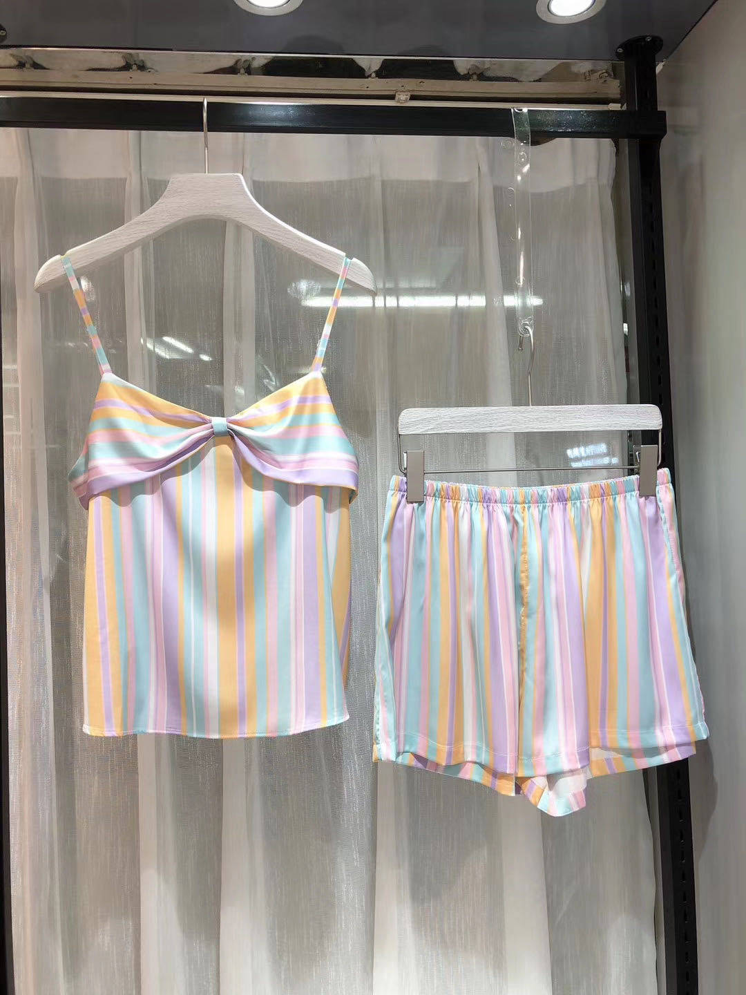 女冰丝条纹吊带睡衣丝滑亲肤图片