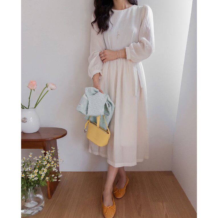 My girl春夏季新款韩国代购甜美淑女气质纯色百搭显瘦时尚连衣裙