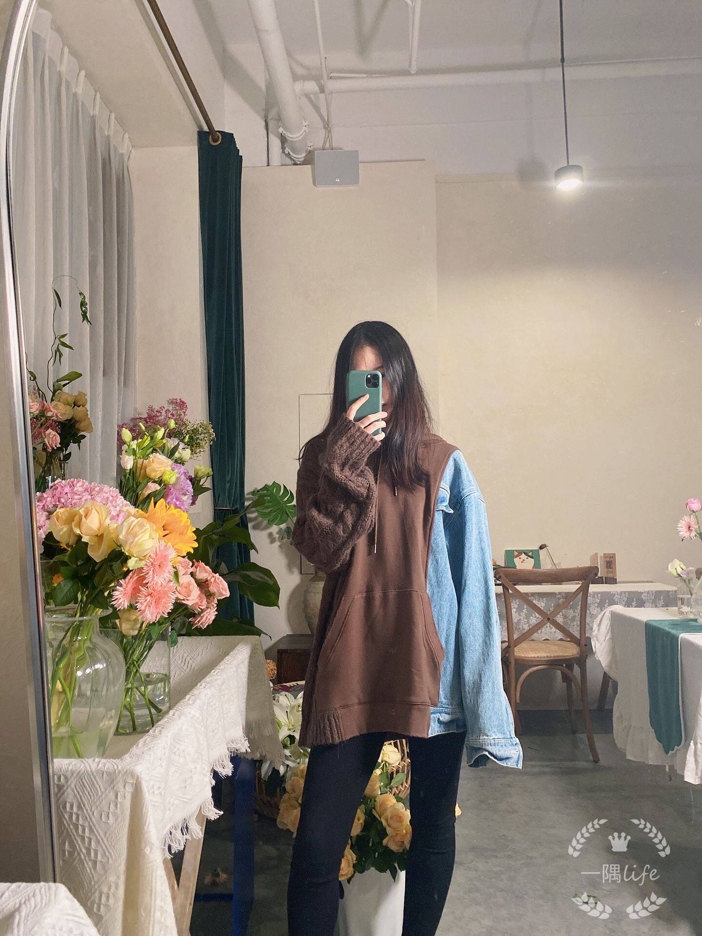My girl秋季新款女装韩国代购时尚拼色连帽宽松套头卫衣外套现
