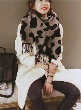 秋冬季女装韩国代购Naning9保暖舒适达尔马提亚图案毛织围巾现