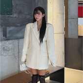 显瘦中长款 冬季 毛昵简单外套 潮流时尚 舒适百搭时尚 新款 韩国代购
