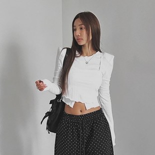 休闲风百搭流行舒适简单显瘦T恤吊带套装 韩国代购 新款 girl秋季