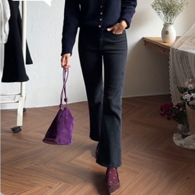 My girl冬季新款韩国代购流行时尚舒适简单百搭甜美淑女牛仔长裤