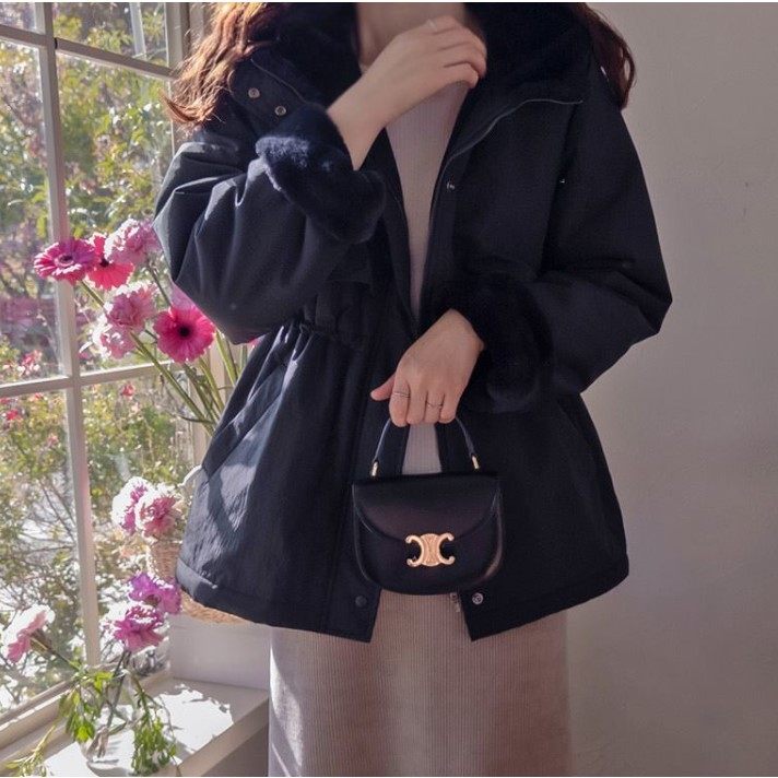 冬季新款韩国代购甜美时尚可爱淑女气质中长款百搭保暖棉服外套