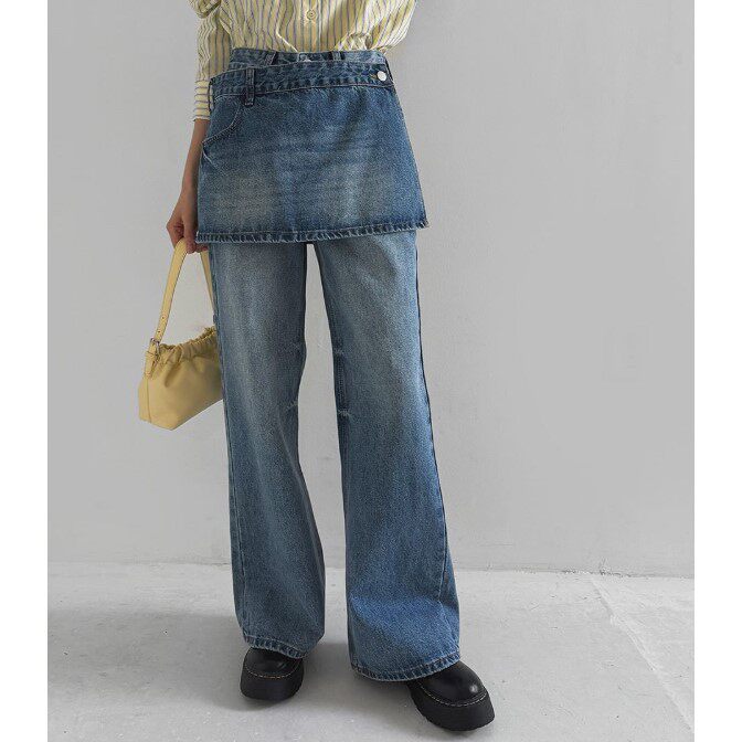 My girl春季新款韩国代购简约流行时尚百搭舒适显瘦休闲牛仔长裤