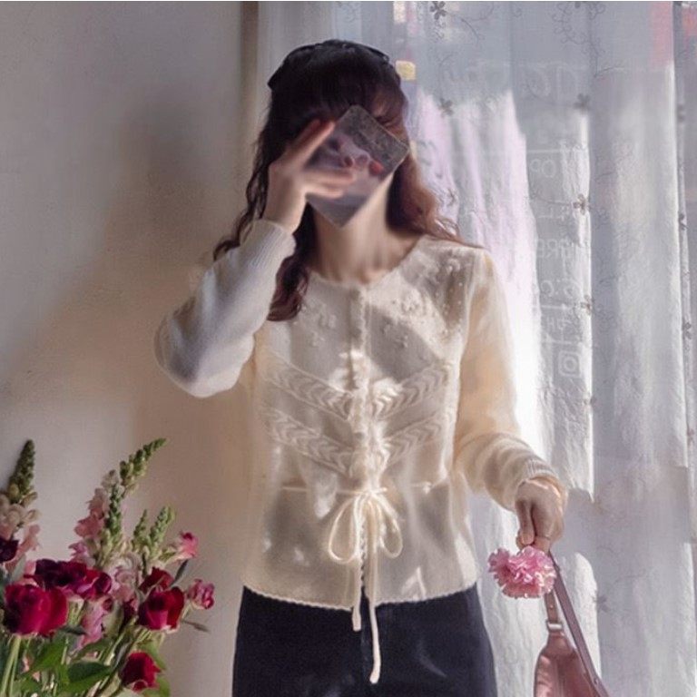 My girl冬季新款韩国代购流行简单百搭甜美淑女气质开襟针织衫