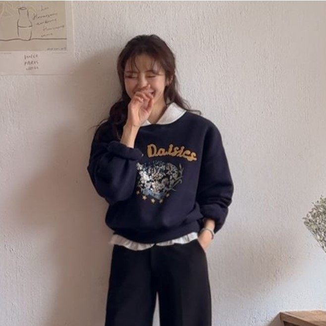 My girl冬季新款韩国代购流行时尚简单百搭甜美淑女气质套头卫衣