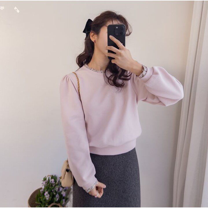 My girl春季新款韩国代购淑女风甜美简约流行百搭可爱显瘦卫衣