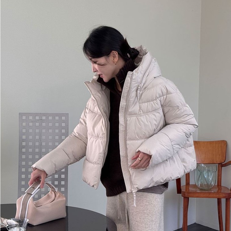 My girl秋冬新款韩国代购舒适流行百搭舒适连帽百搭保暖连帽棉服